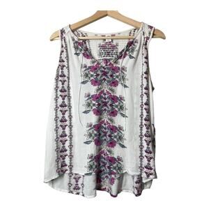 Old Navy Boho Sleeveless Blouse V-Neck Smocking Detail Size Medium Purple